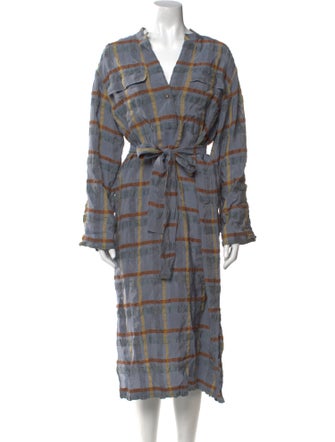 St. John Plaid Print Long Dress