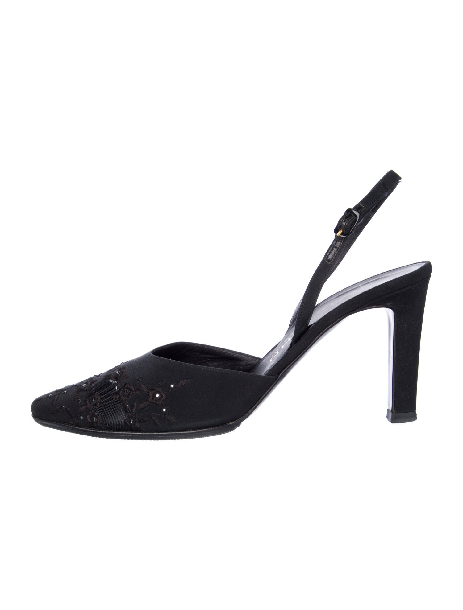 St. John Satin Mesh Accents Slingback Pumps