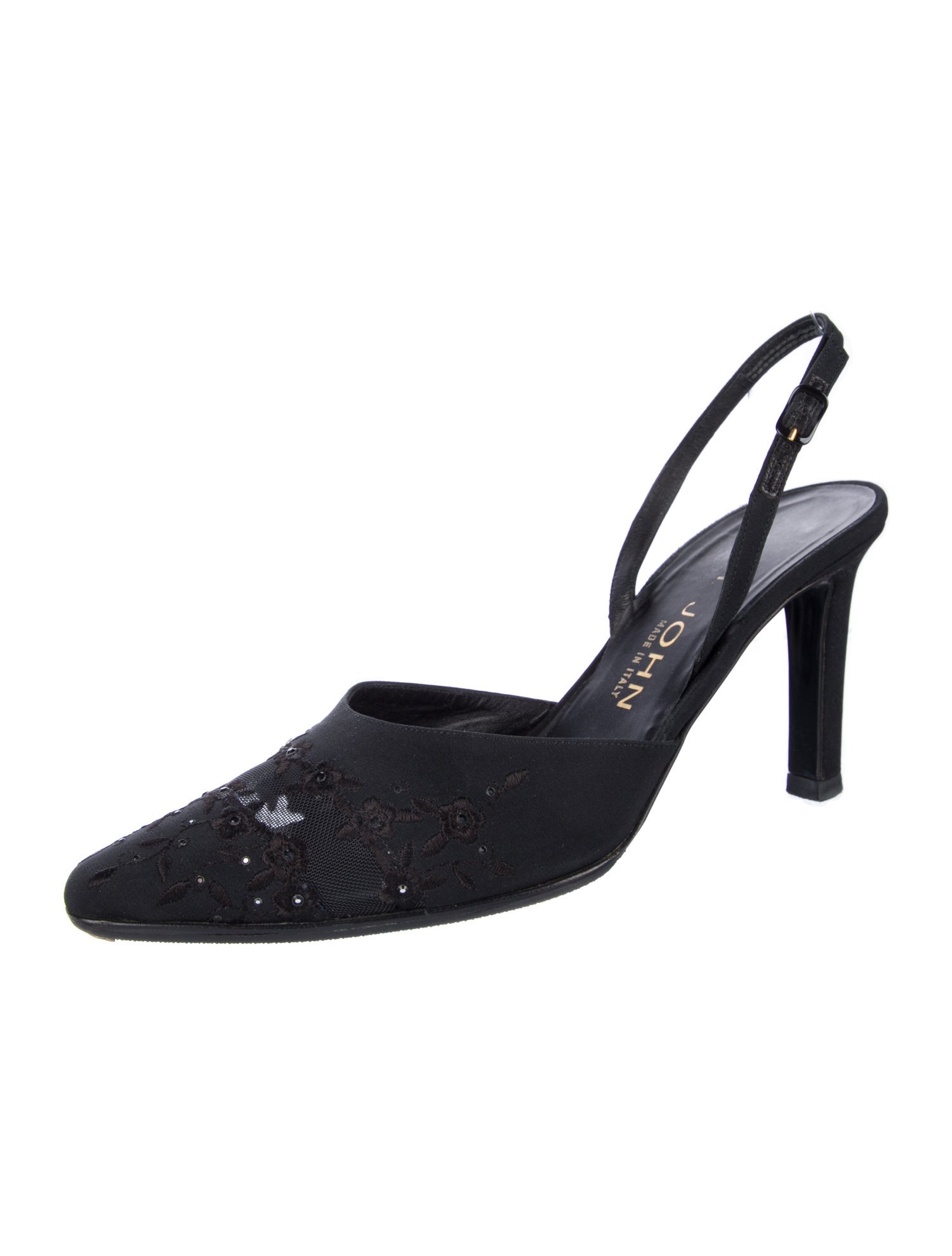 St. John Satin Mesh Accents Slingback Pumps