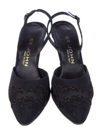 St. John Satin Mesh Accents Slingback Pumps