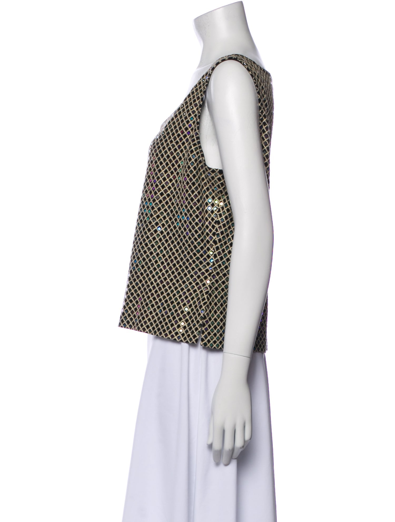 St. John Wool Plaid Print Top