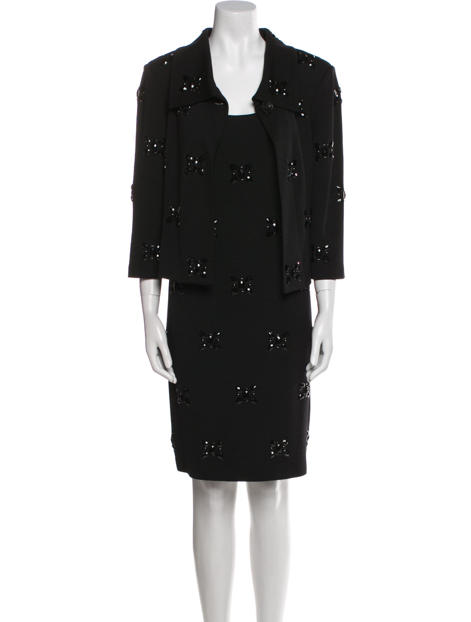 St. John Wool Crystal Embellishments Dress Set