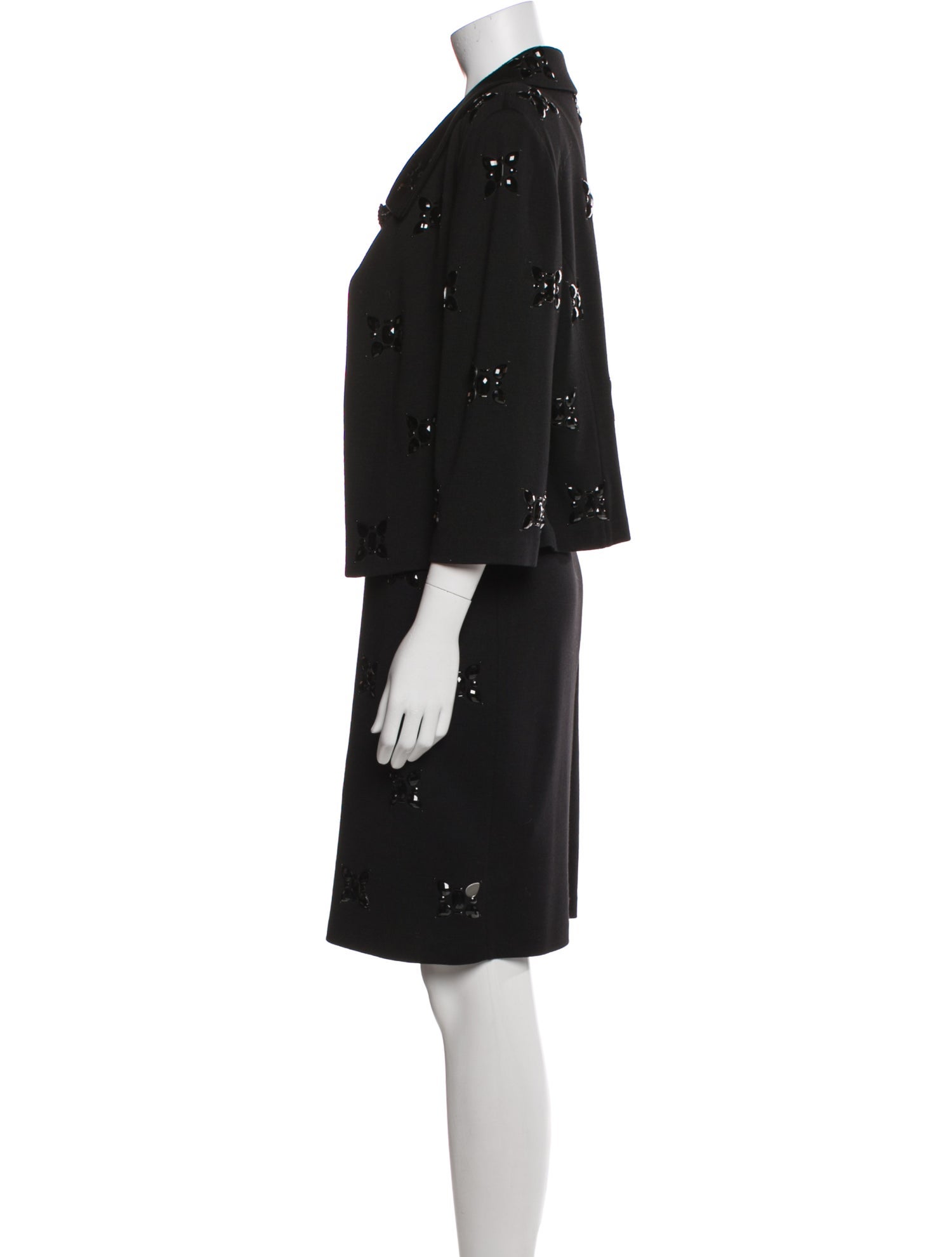 St. John Wool Crystal Embellishments Dress Set