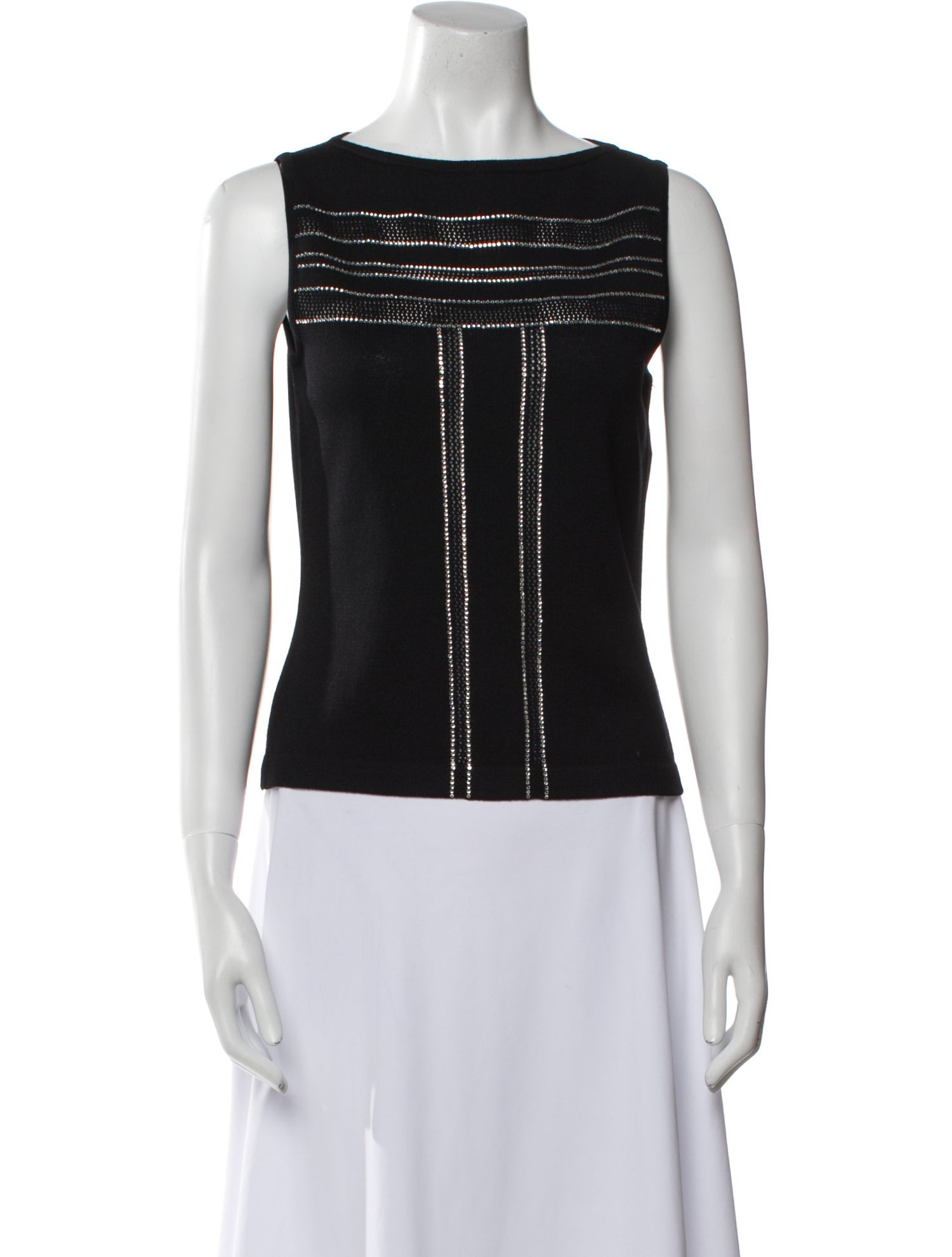 St. John Evening Bateau Neckline Sleeveless Top