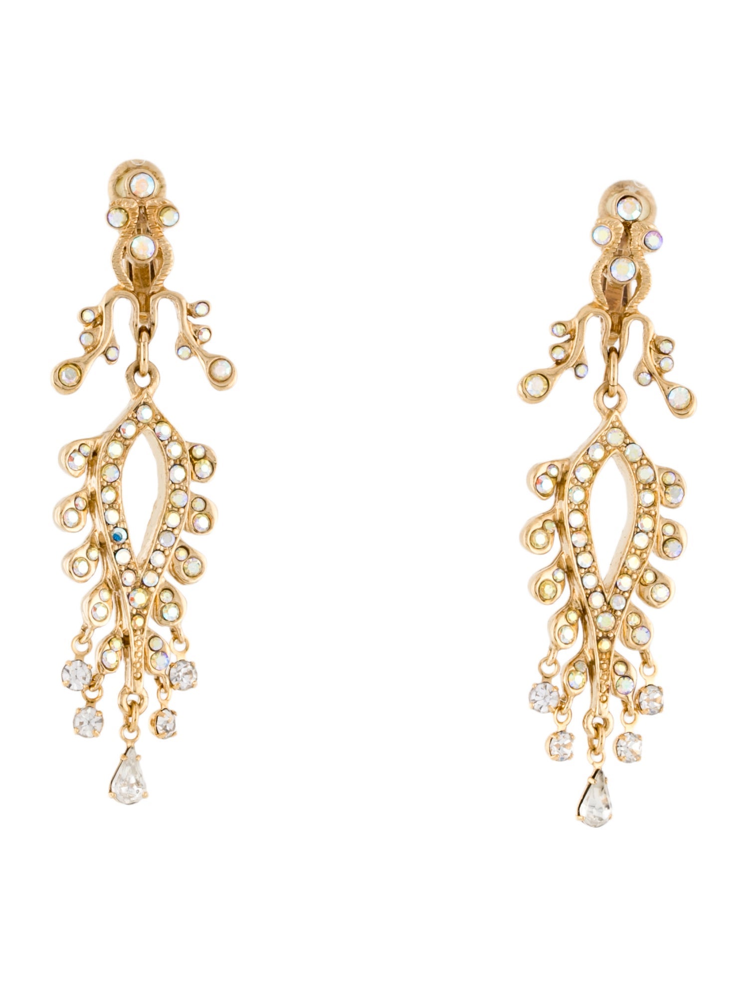 St. John Crystal Drop Clip On Earrings