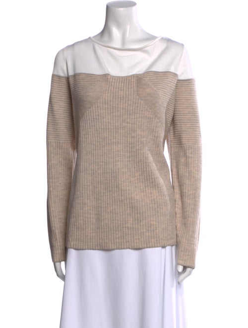 St. John Colorblock Pattern Cowl Neck Sweater