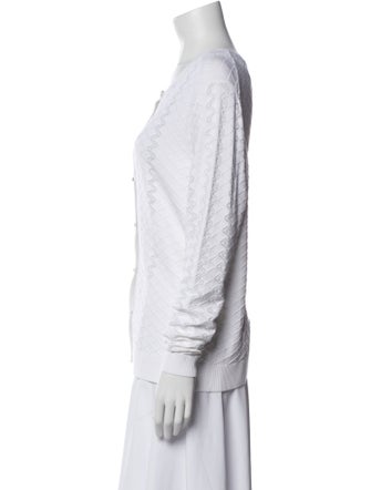 St. John Crew Neck Long Sleeve Button-Up Top