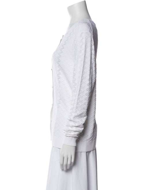 St. John Crew Neck Long Sleeve Button-Up Top