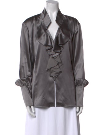 St. John Silk V-Neck Blouse