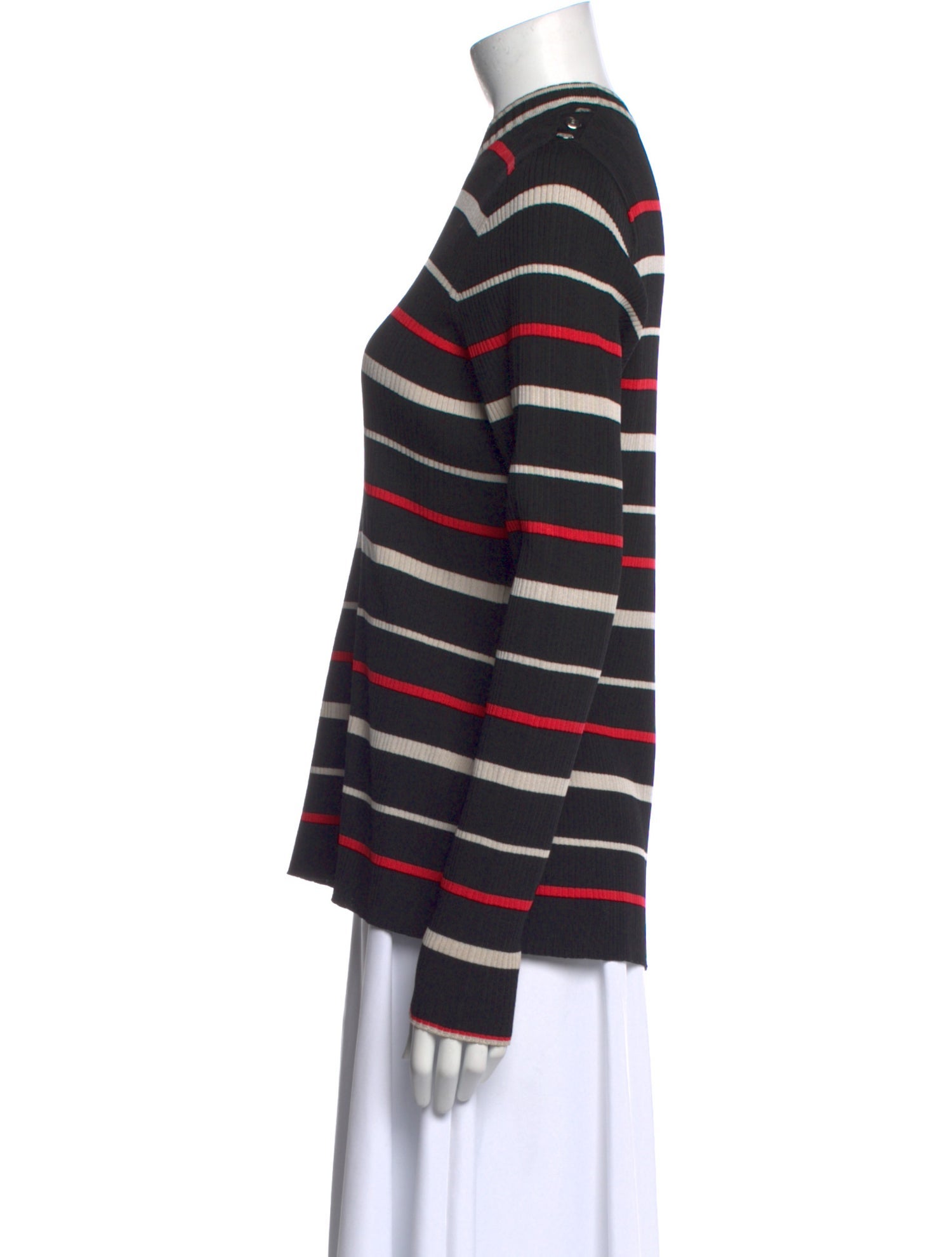 St. John Striped Mock Neck Sweatshirt