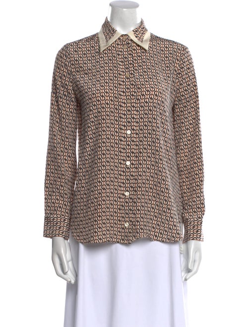 St. John Silk Printed Button-Up Top