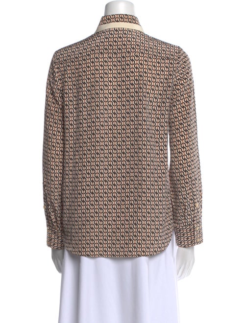 St. John Silk Printed Button-Up Top