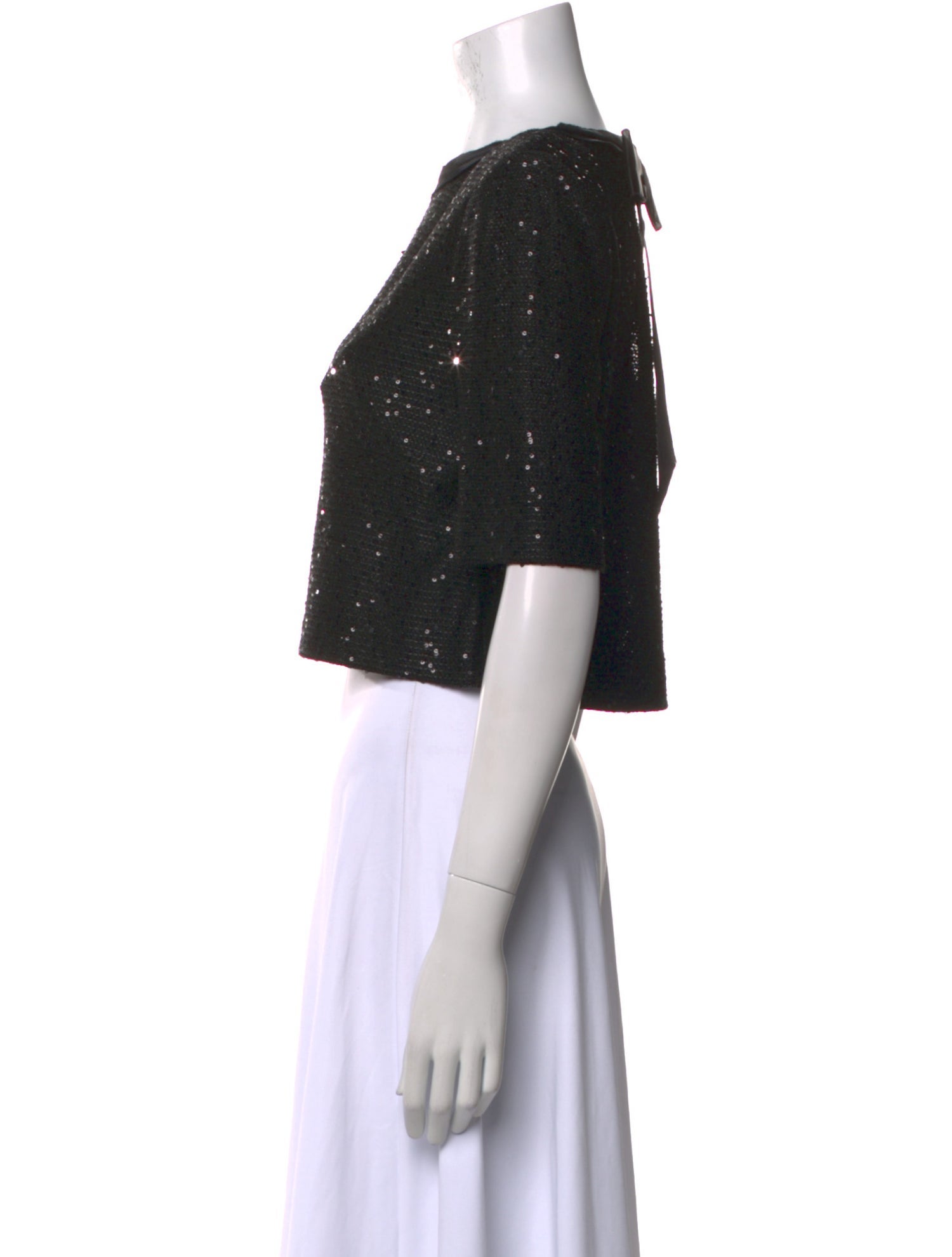 St. John Bateau Neckline Short Sleeve Crop Top