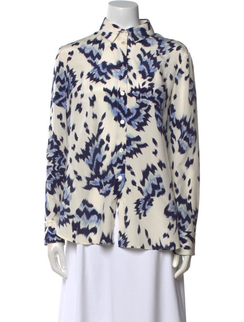 St. John Silk Printed Button-Up Top