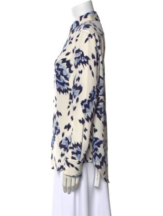 St. John Silk Printed Button-Up Top
