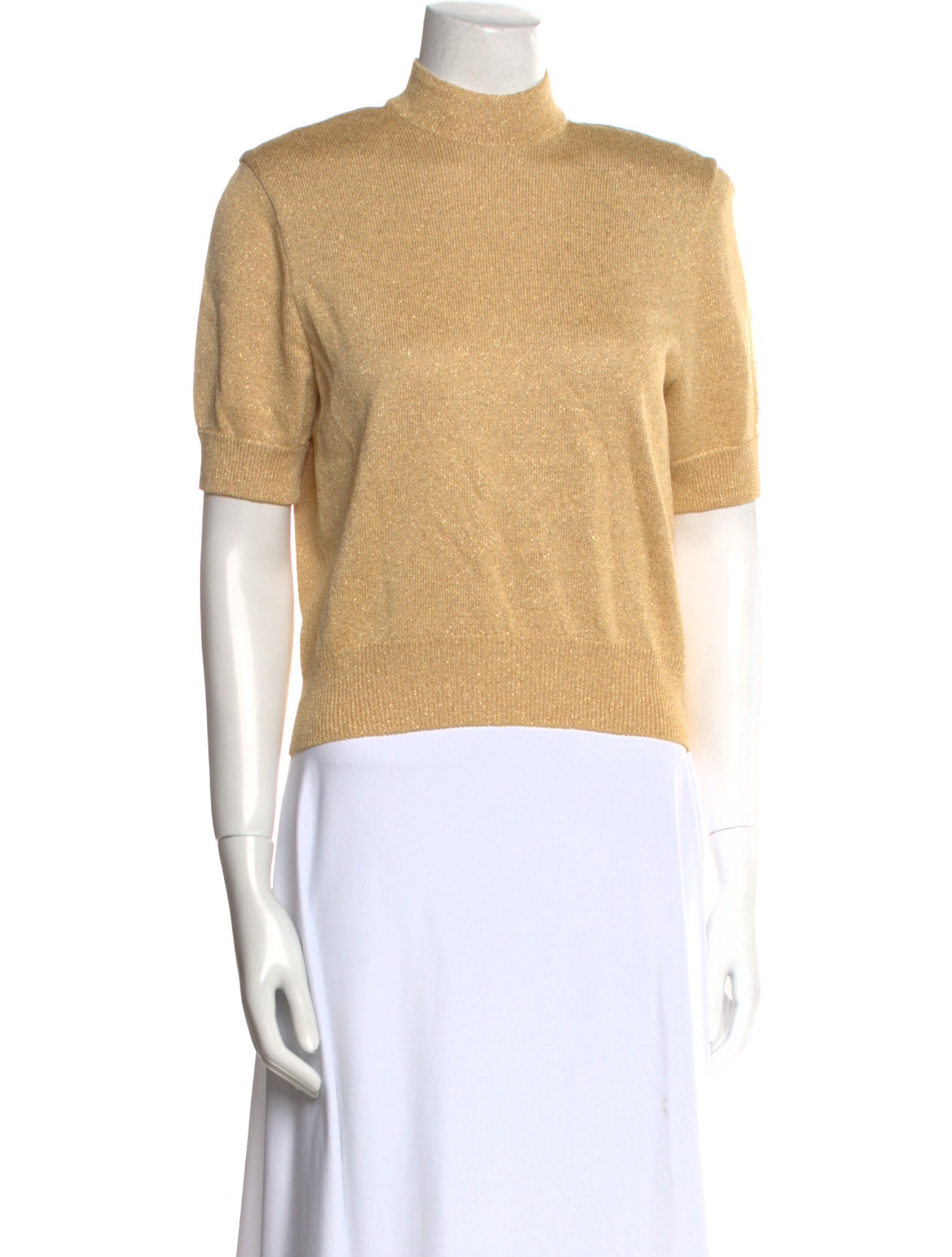 St. John Turtleneck Short Sleeve Crop Top