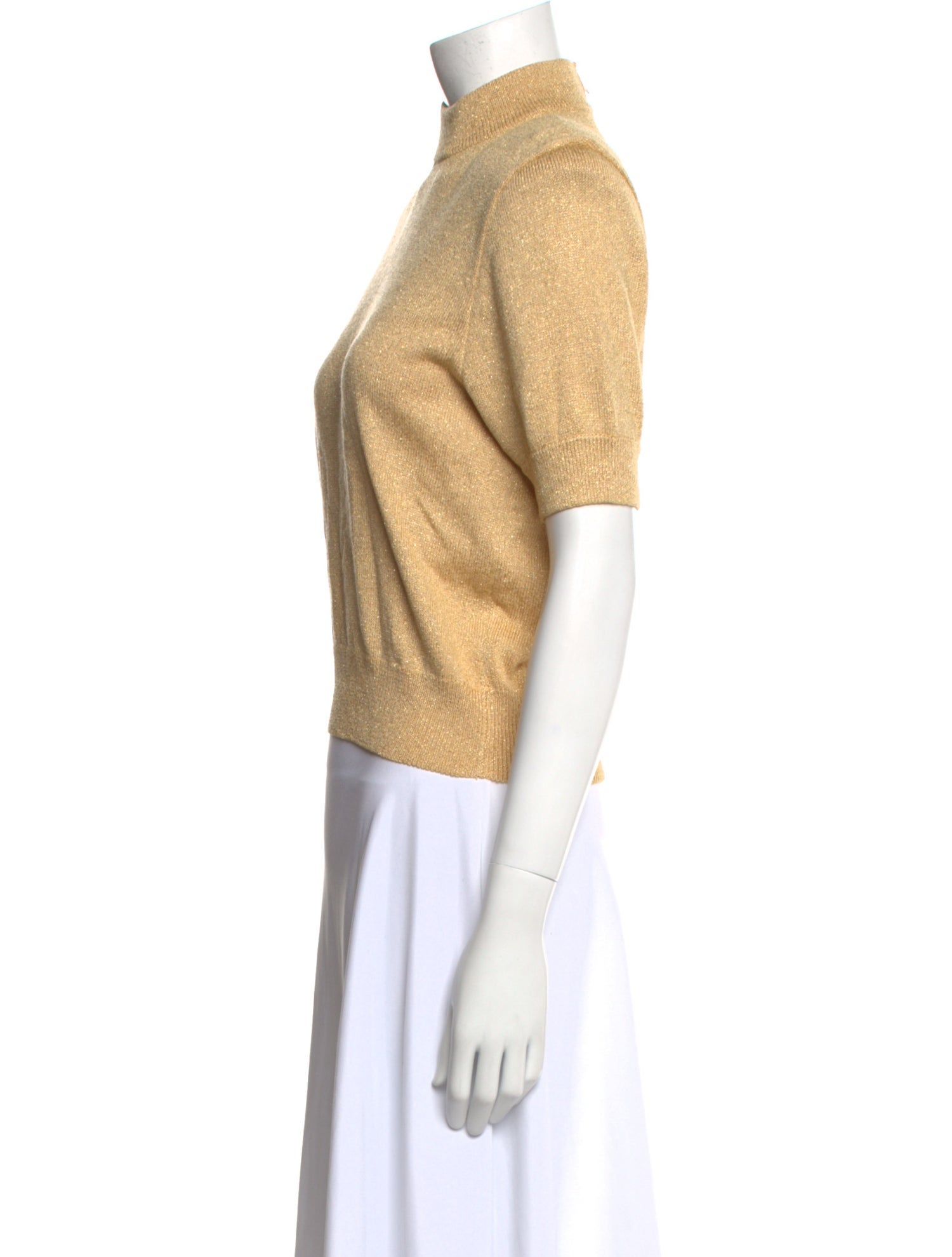 St. John Turtleneck Short Sleeve Crop Top