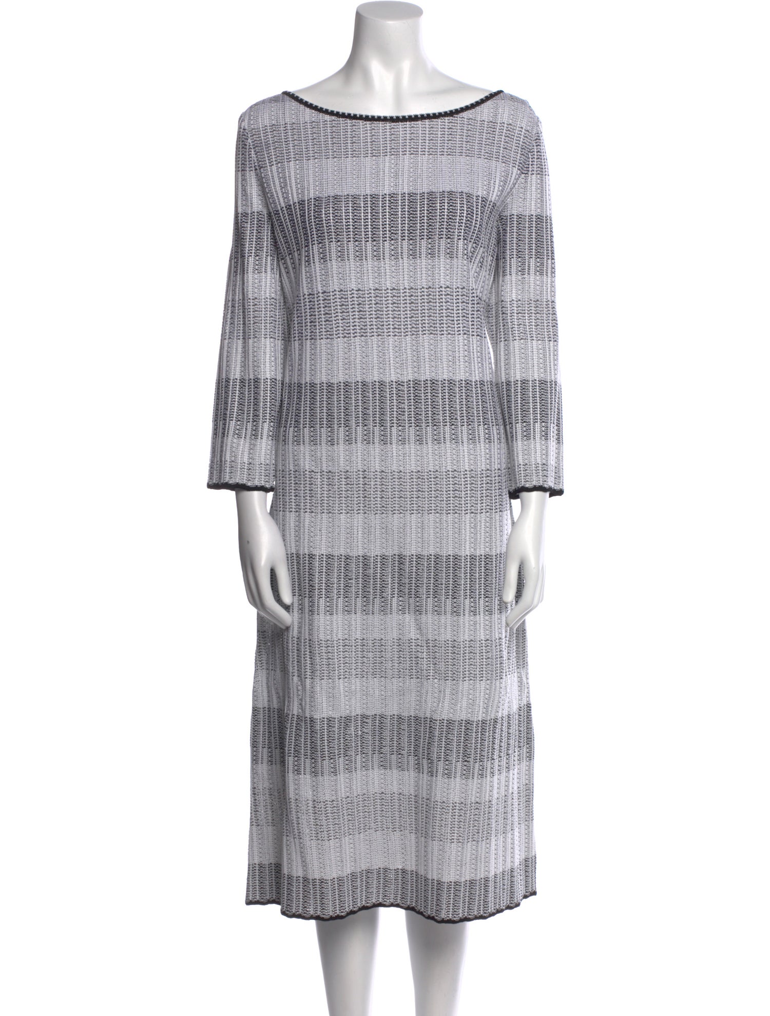 St. John Plaid Print Midi Length Dress