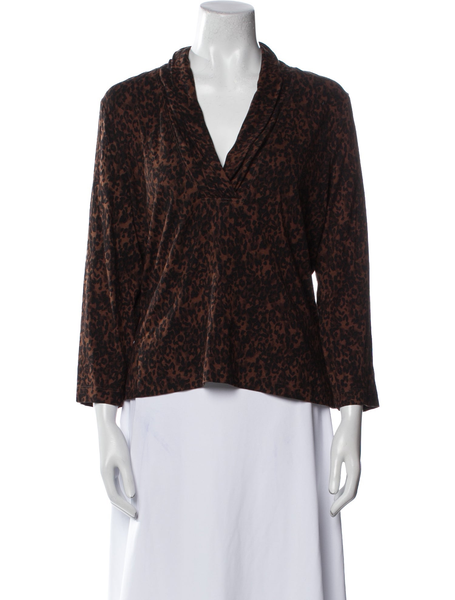 St. John Printed V-Neck Blouse