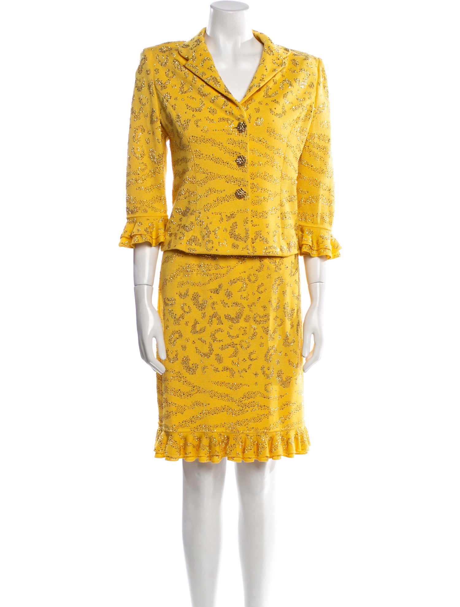 St. John Vintage Studded Accents Skirt Suit