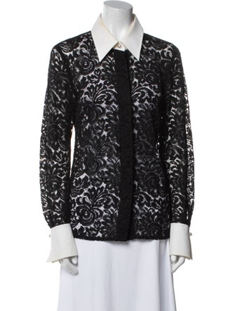 St. John Lace Lace Pattern Button-Up Top