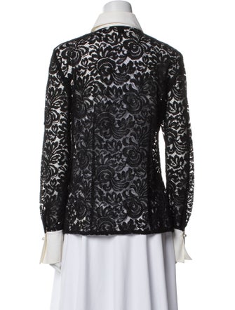 St. John Lace Lace Pattern Button-Up Top