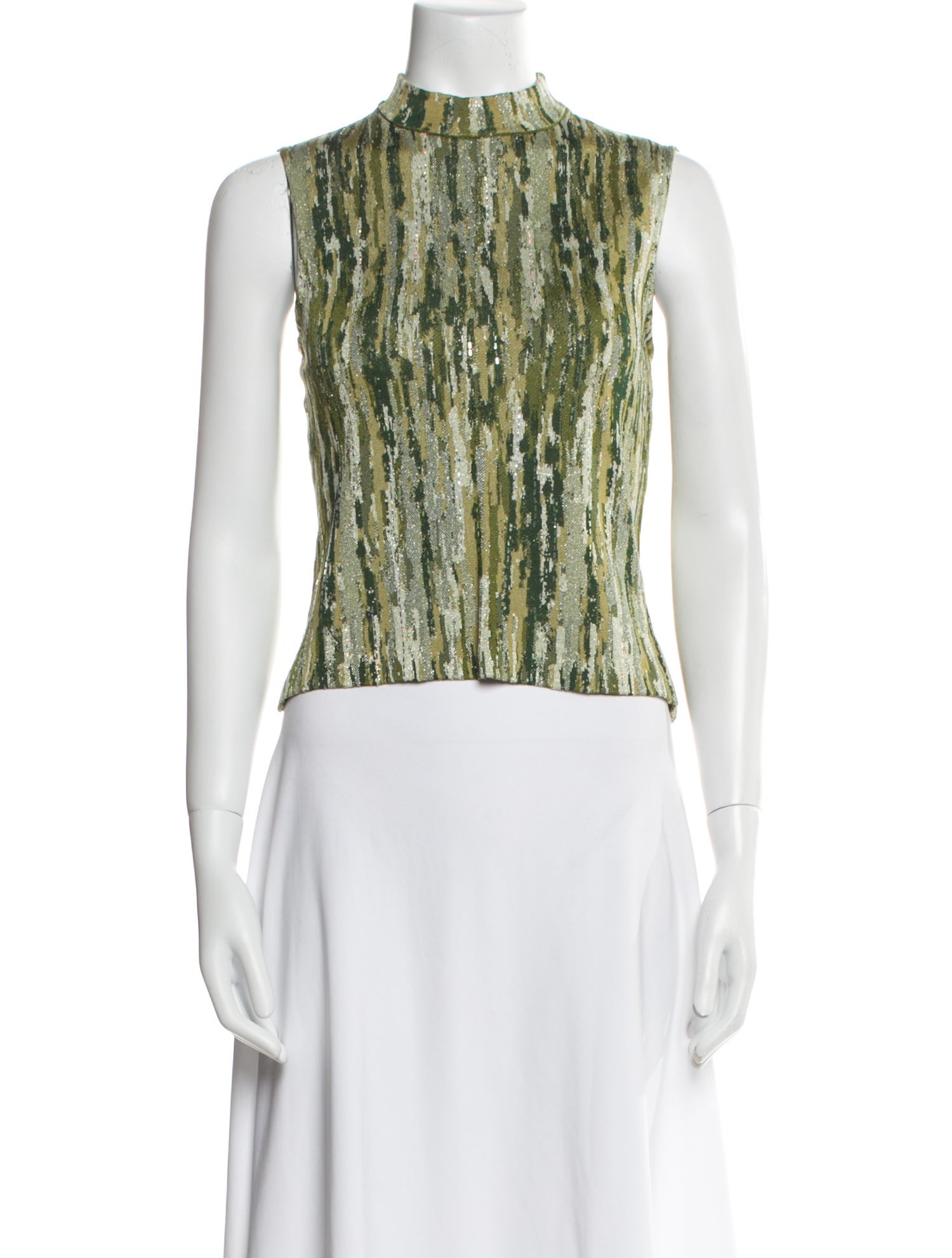 St. John Printed Mock Neck Crop Top