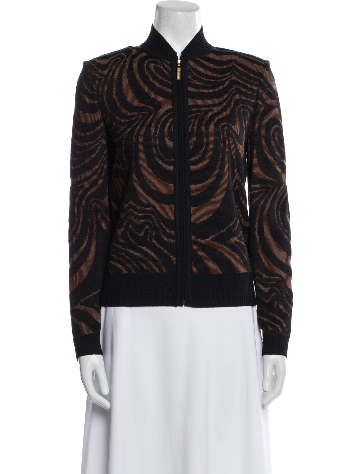 St. John Sport Wool Printed Bomber Jacket