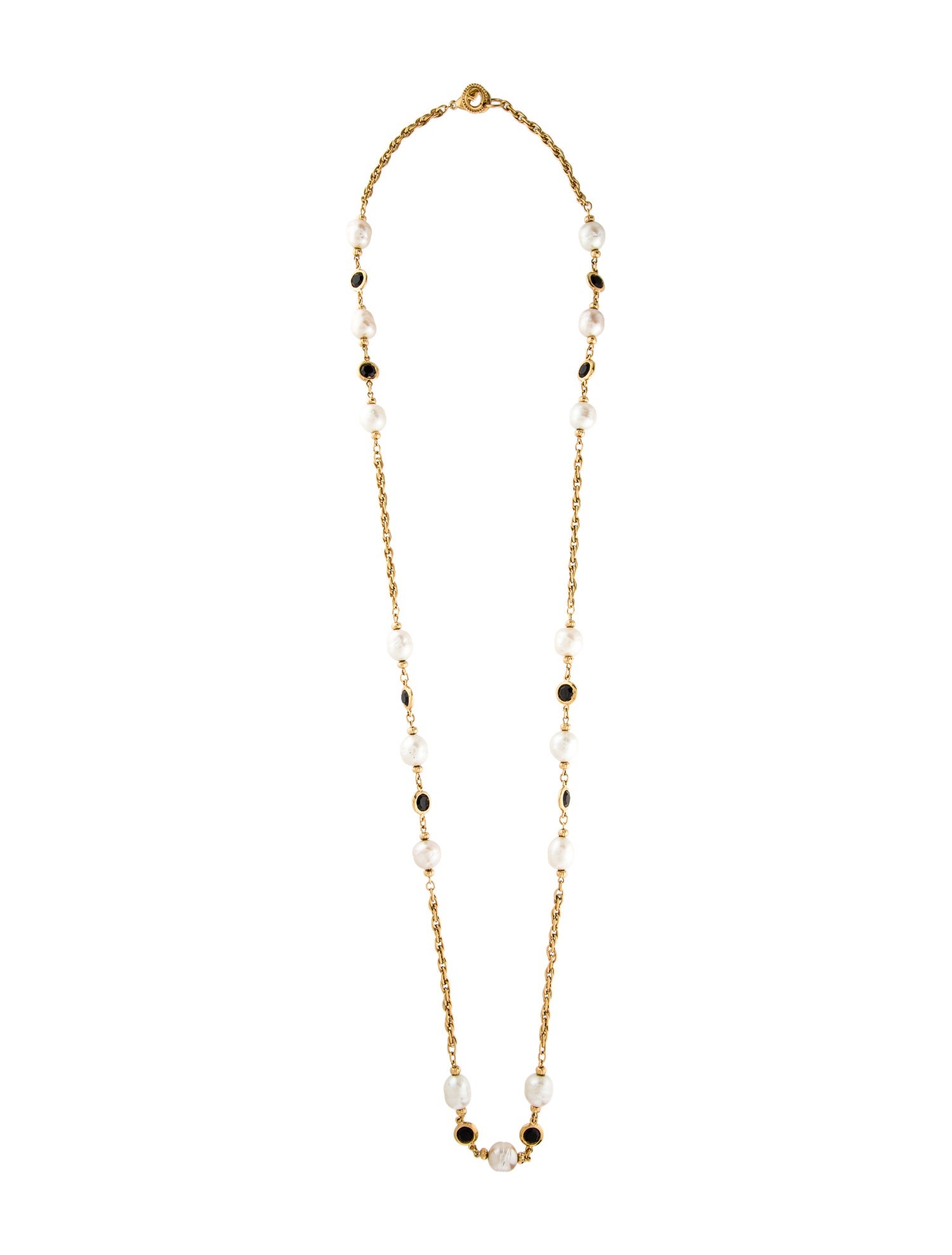 St. John Faux Pearl & Crystal Station Necklace