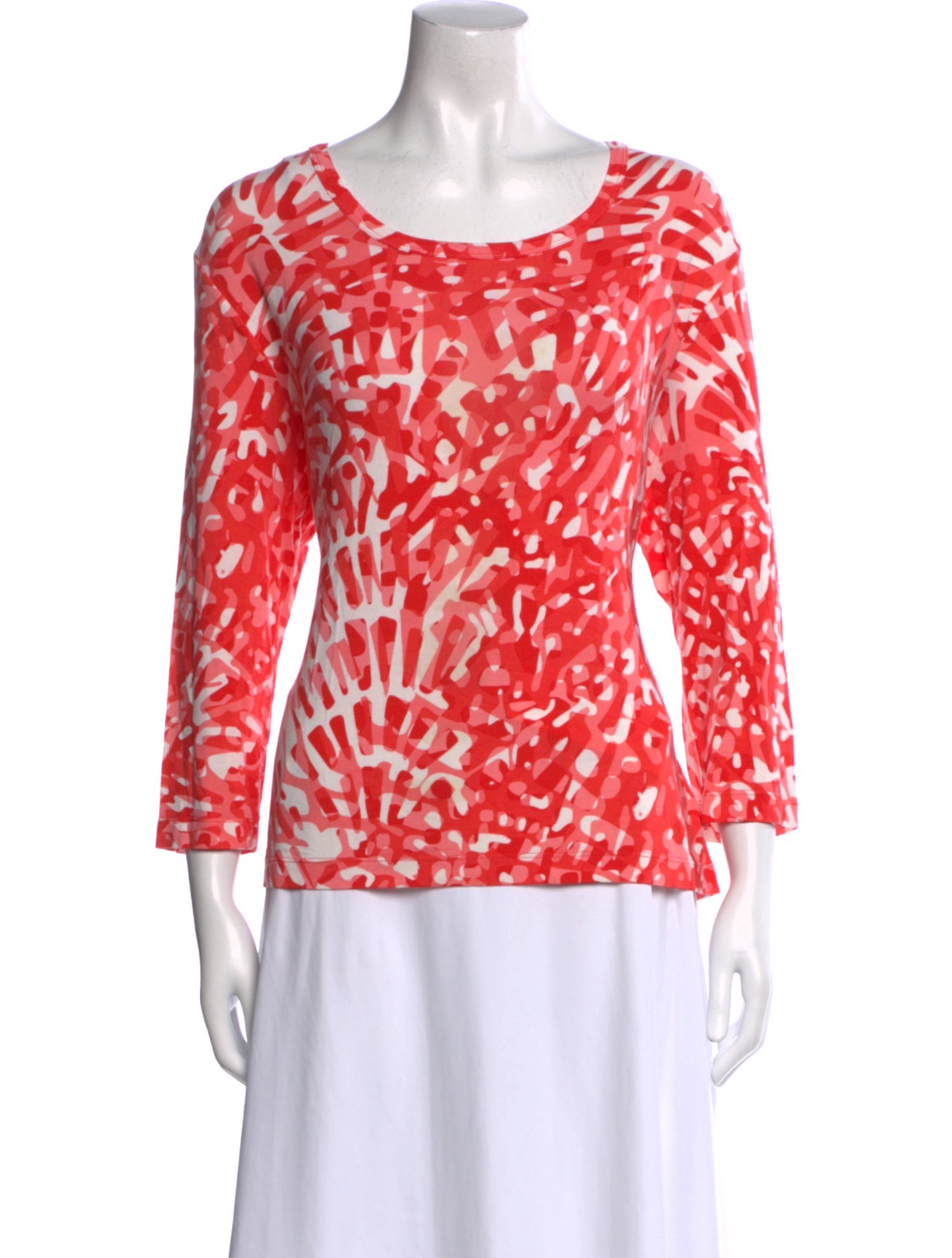 St. John Animal Print Bateau Neckline Blouse
