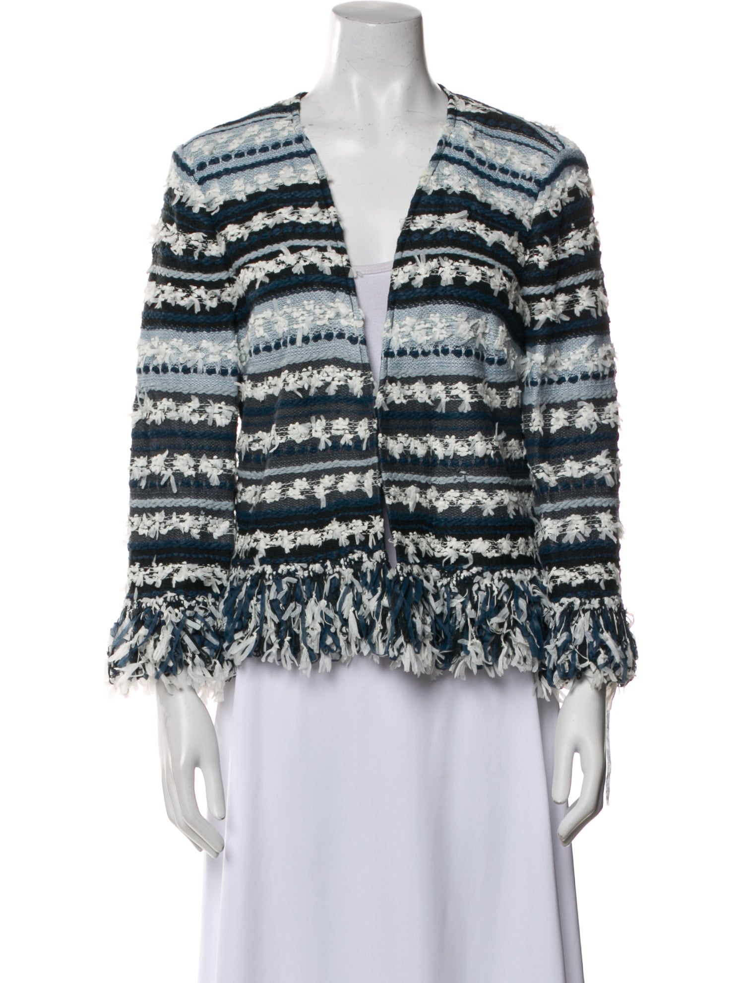 St. John Striped Faux Fur Jacket