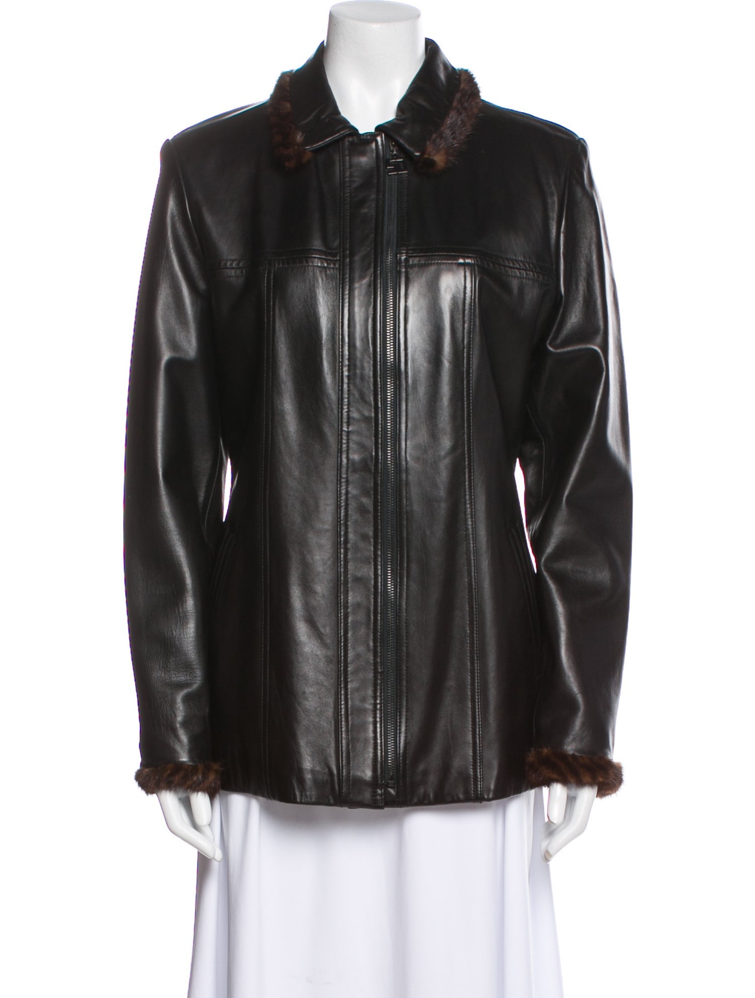 St. John Leather Fur Jacket