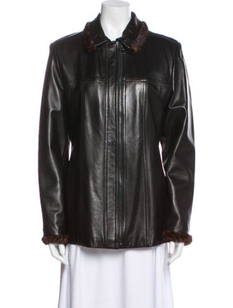 St. John Leather Fur Jacket