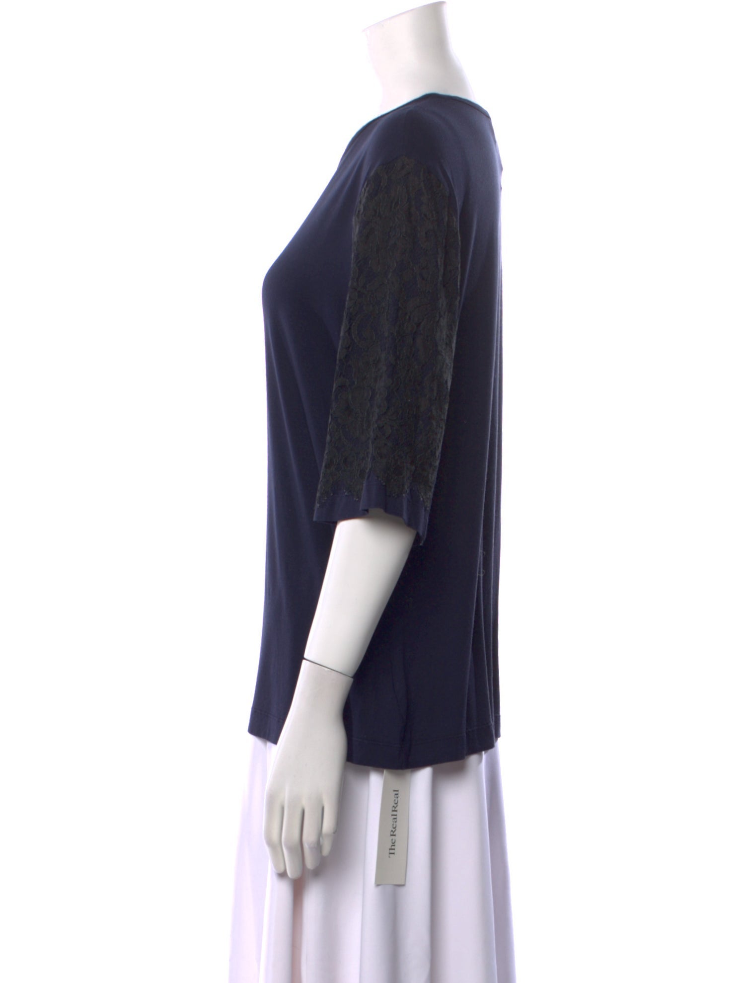 St. John Scoop Neck Three-Quarter Sleeve T-Shirt