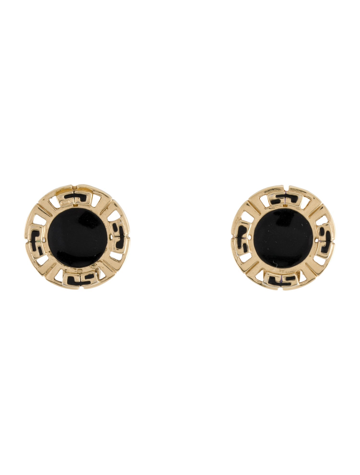 St. John Enamel Logo Clip-On Earrings
