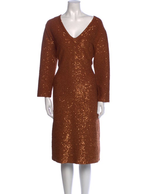 St. John V-Neck Midi Length Dress