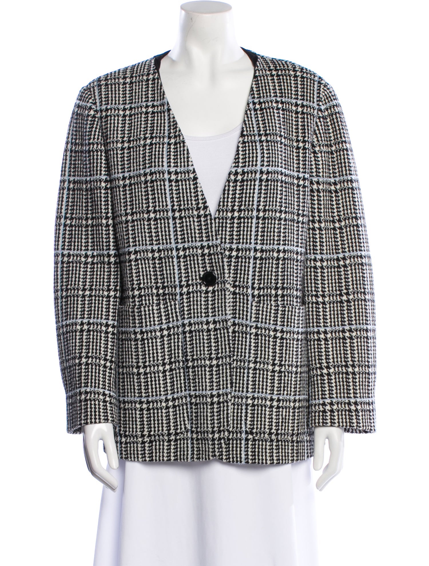 St. John Wool Plaid Print Blazer