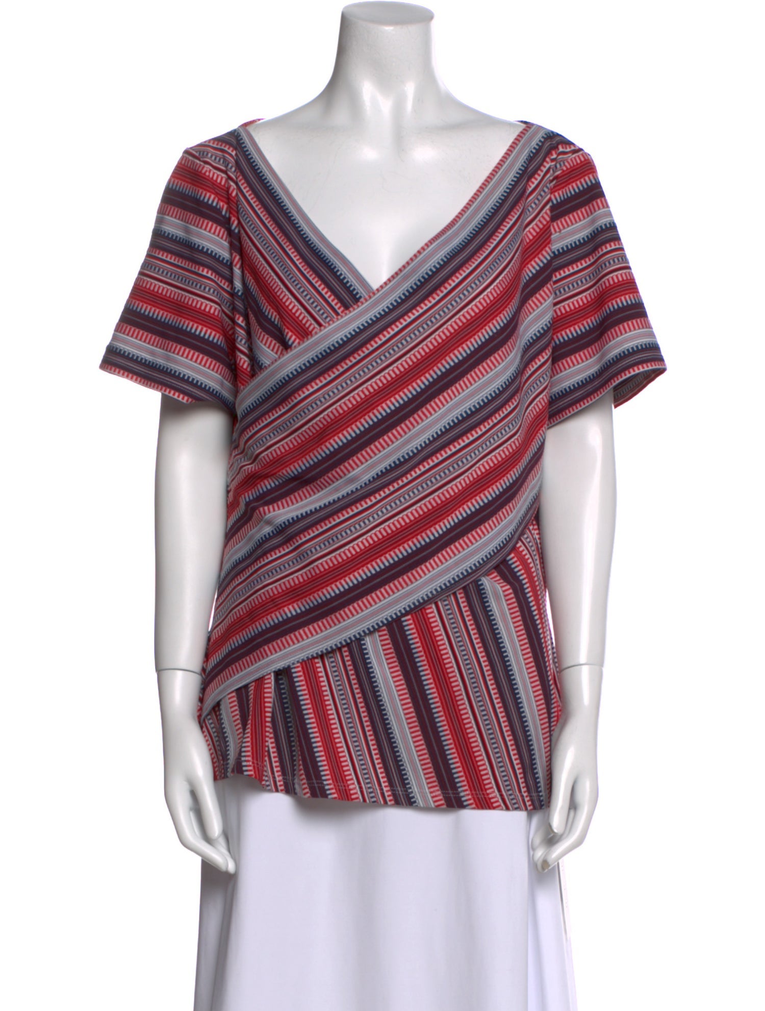 St. John Striped V-Neck Blouse