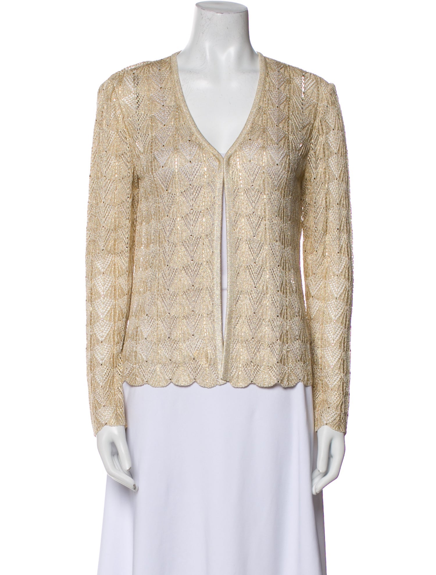 St. John Evening Patterned V-Neck Sweater