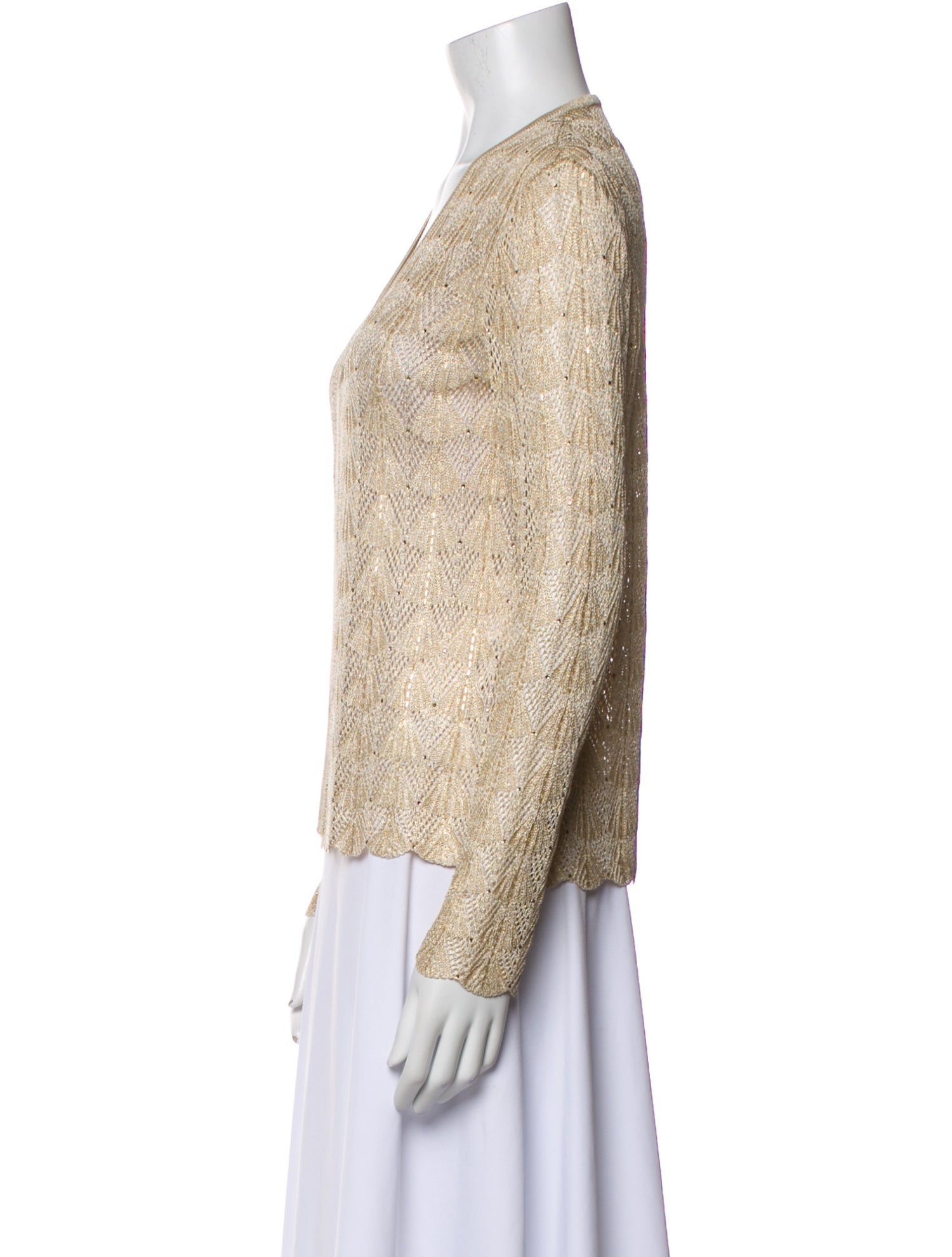 St. John Evening Patterned V-Neck Sweater