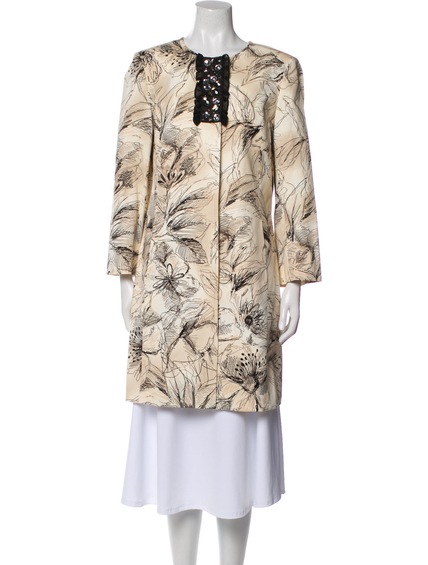 St. John Floral Print Trench Coat