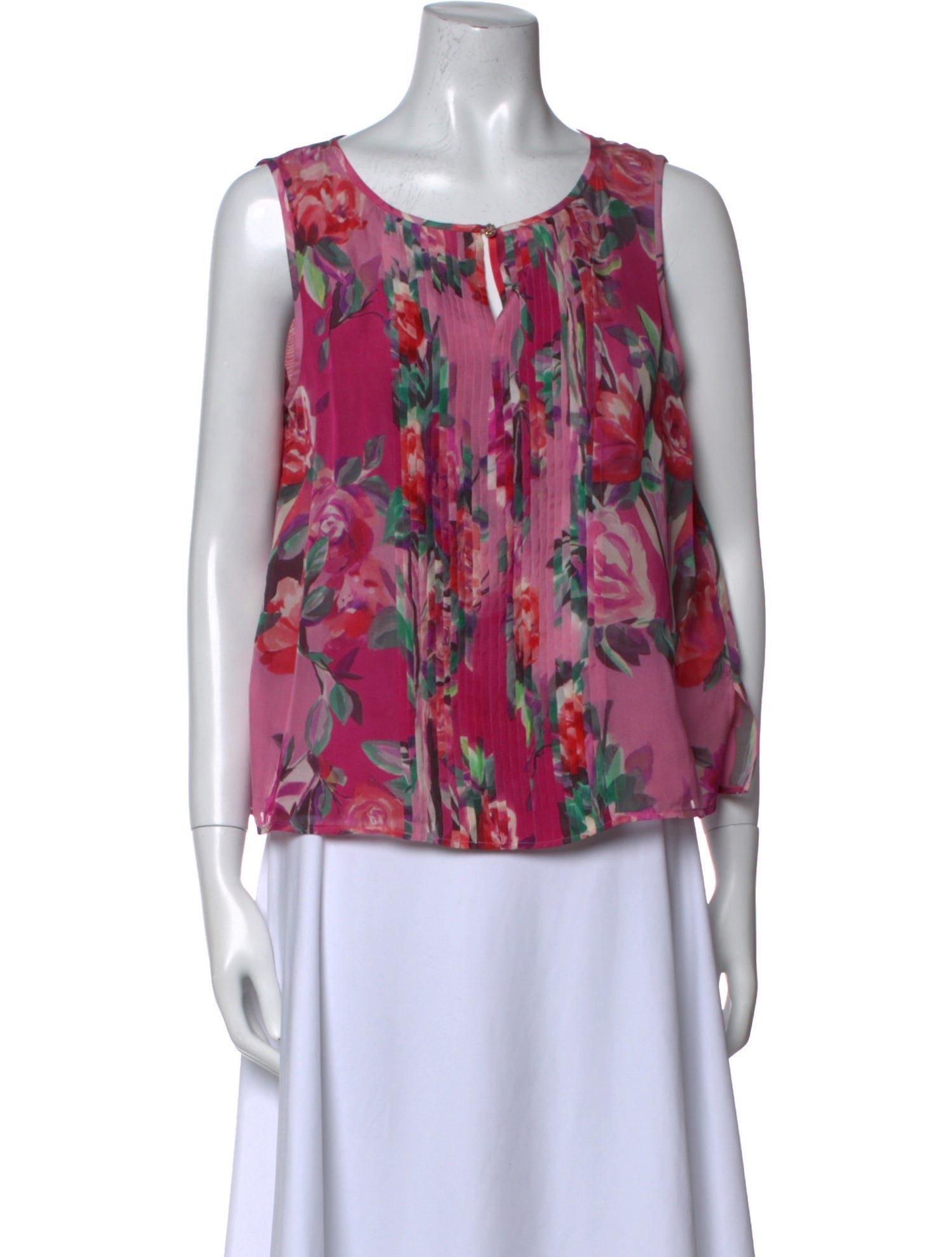 St. John Silk Floral Print Top