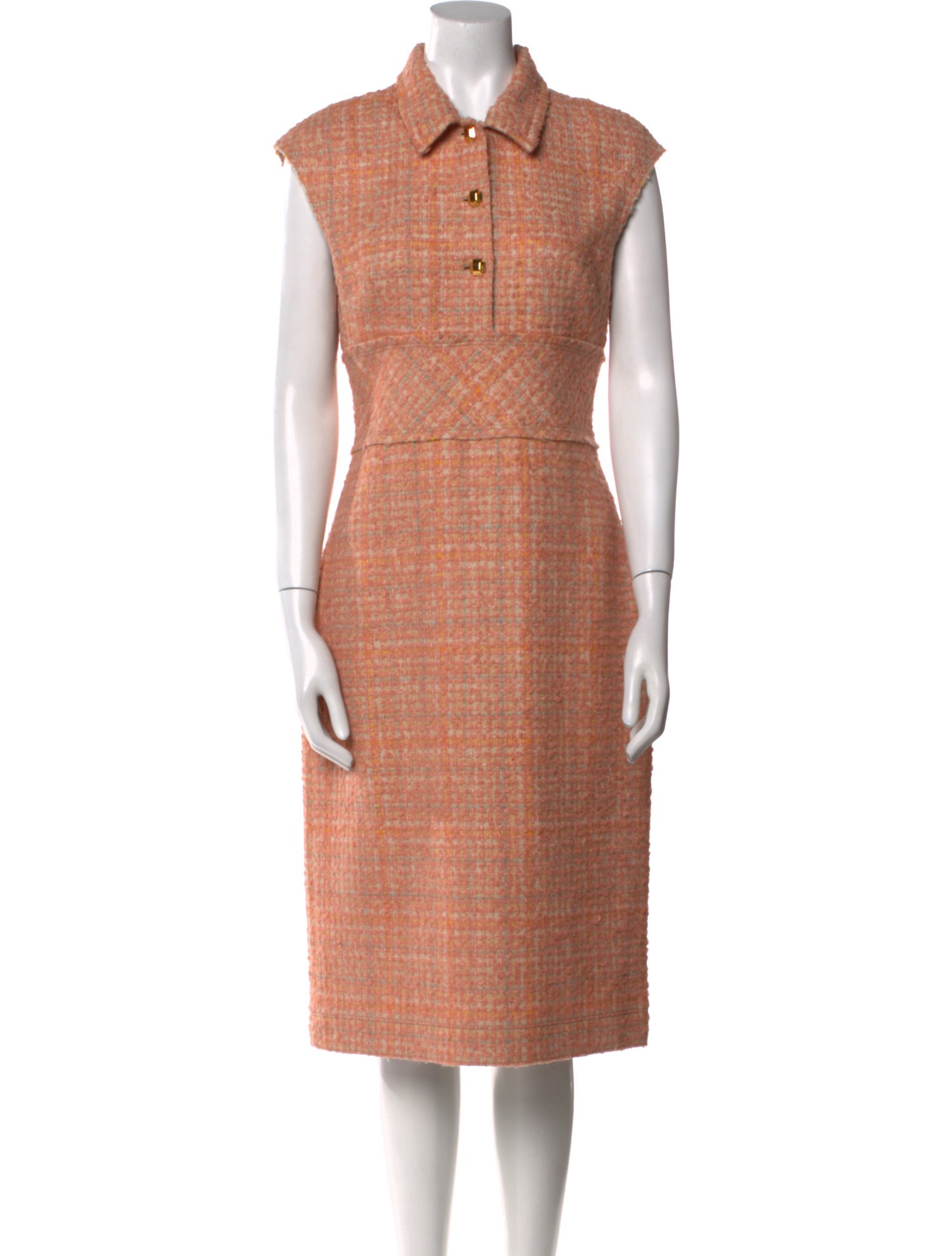 St. John Tweed Pattern Midi Length Dress