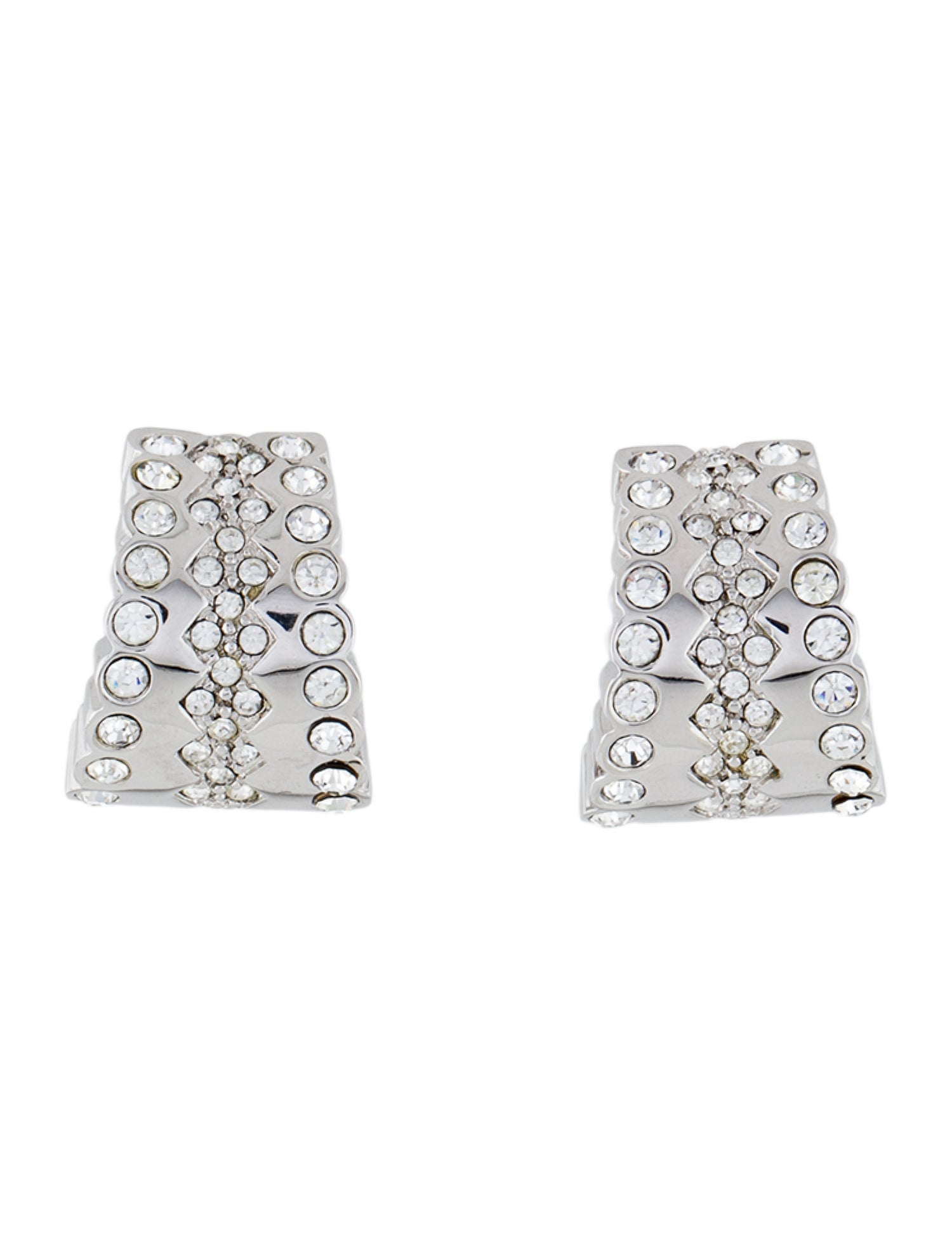 St. John Crystal Clip On Earrings