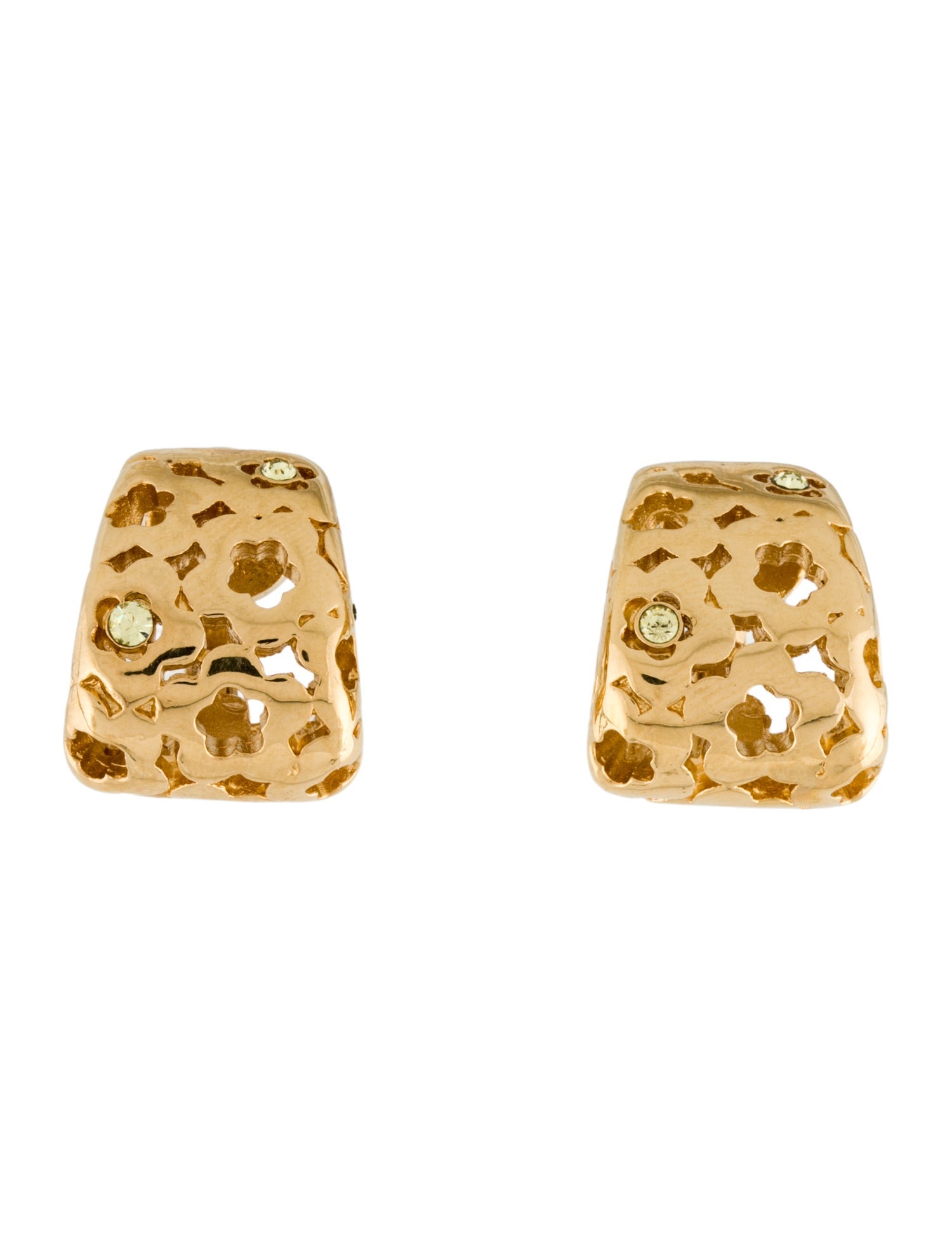 St. John Crystal Die Cut Clip On Earrings