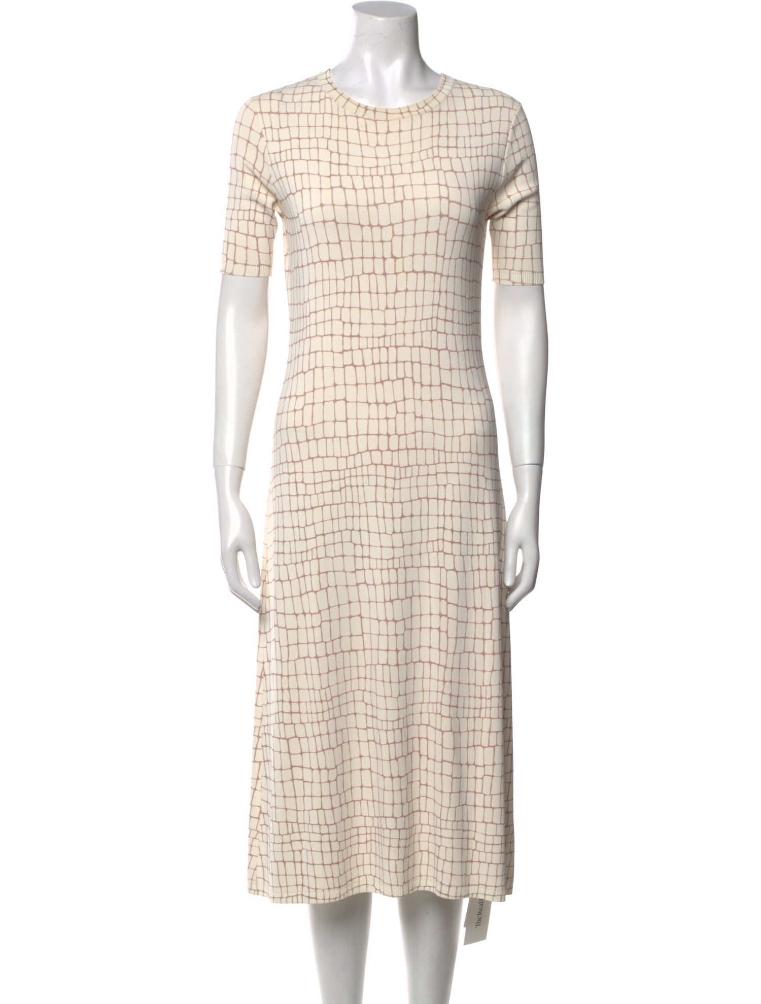 St. John Plaid Print Midi Length Dress