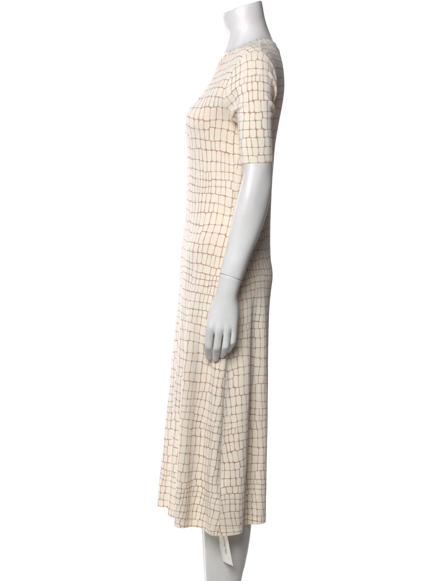 St. John Plaid Print Midi Length Dress