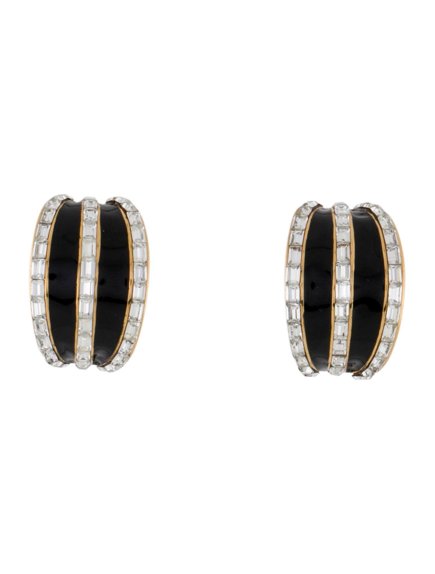 St. John Crystal & Enamel Clip On Earrings