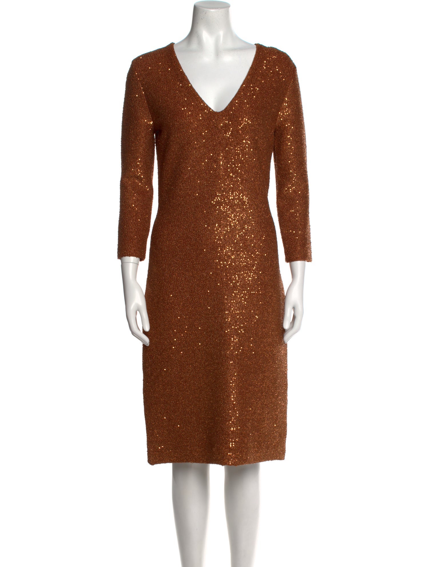 St. John V-Neck Knee-Length Dress