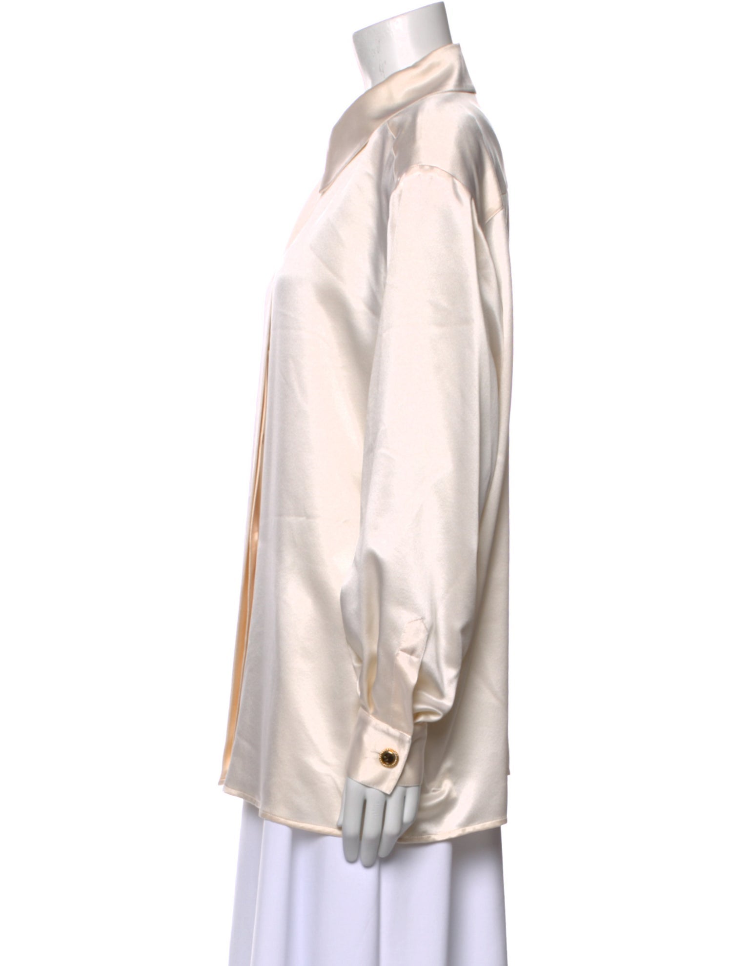 St. John Silk Long Sleeve Button-Up Top